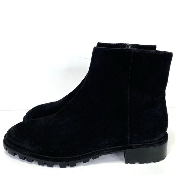 STUART WEITZMAN Maelie Black Suede Ankle Boot Timeless Classic Lug Sole Women 7B - Picture 3 of 9